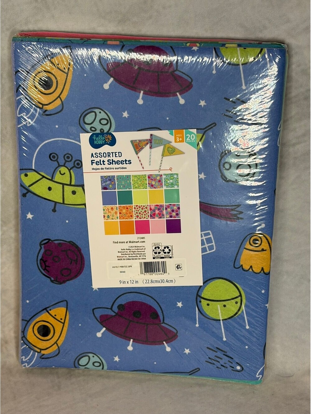 Hello Hobby Assorted Felt Sheets 20 Pack 9x12 Printed Solid Colors